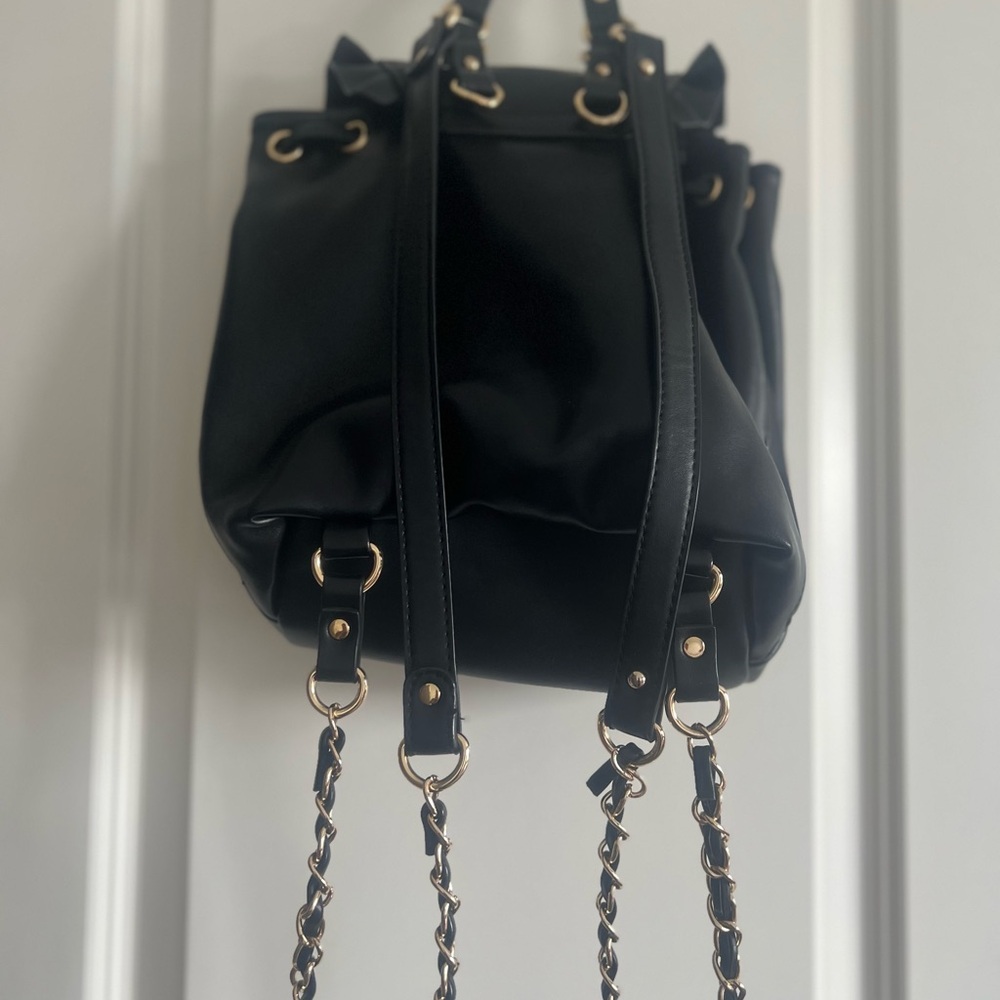 Black Ruffled Women's Backpack - Picture 2 of 4